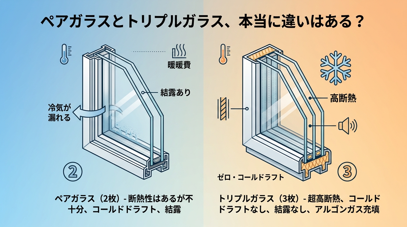 ペアガラスとトリプルガラス、本当に違いはある？｜長崎で重要な高断熱・高気密住宅の考え方