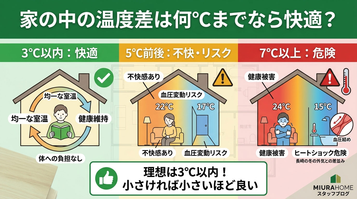 家の中の温度差は何℃までなら快適なのか？｜長崎で重要な高断熱・高気密住宅の考え方