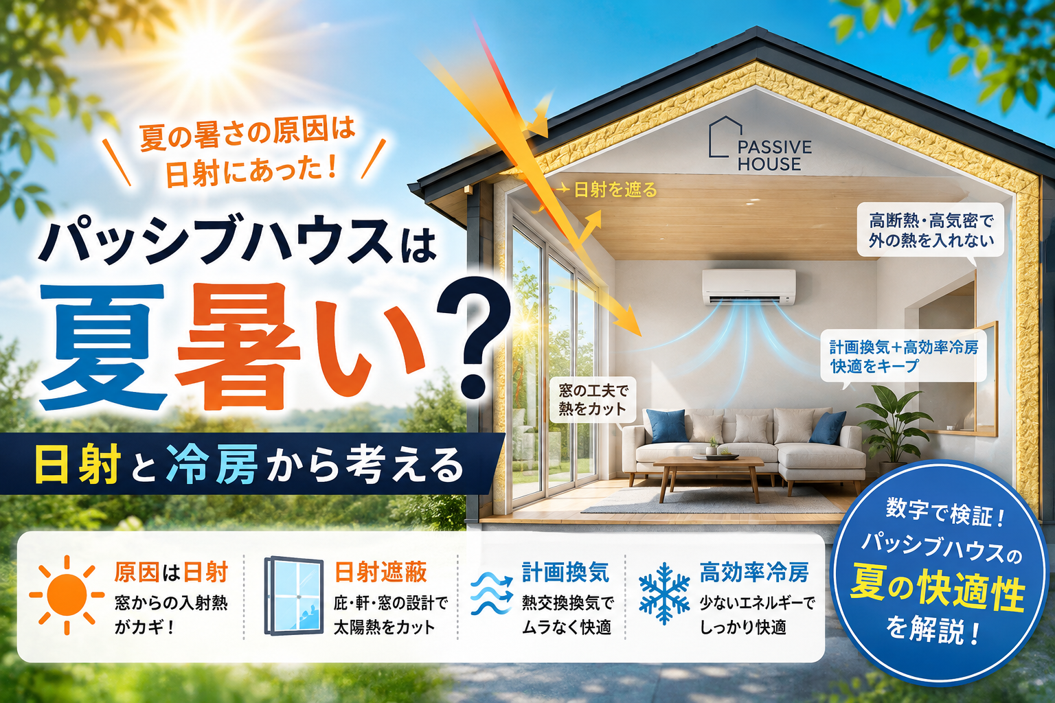 パッシブハウスは夏暑い？日射と冷房から考える｜長崎で重要な高断熱・高気密住宅の考え方