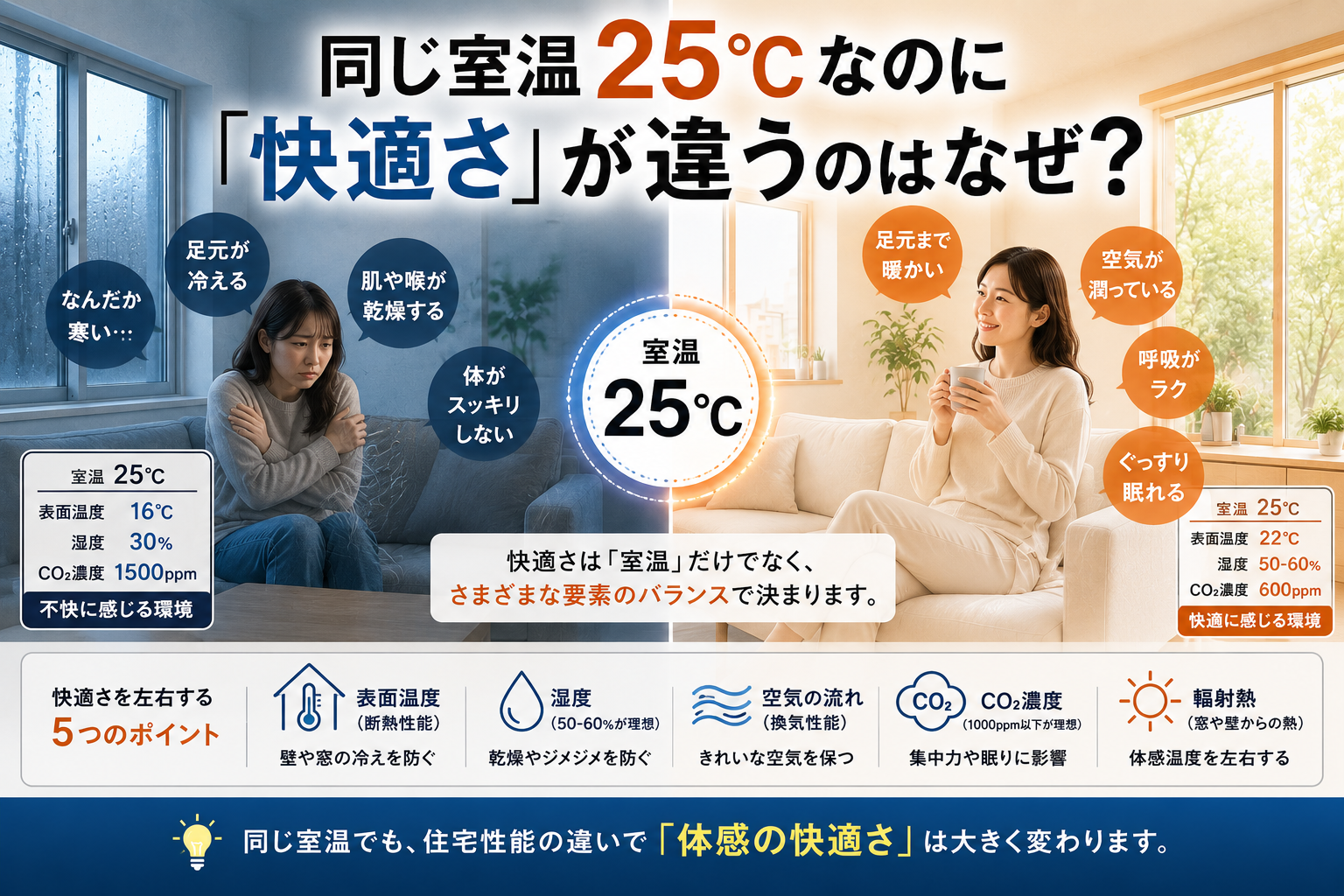 同じ室温25℃なのに「快適さ」が違うのはなぜ？｜長崎で重要な高断熱・高気密住宅の考え方