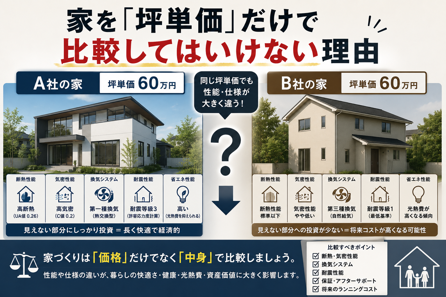 家を「坪単価」だけで比較してはいけない理由｜長崎で重要な高断熱・高気密住宅の考え方