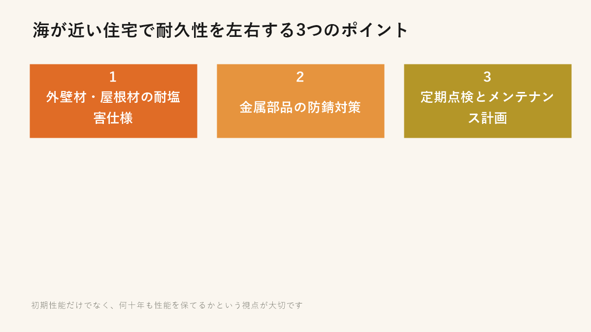 海が近い住宅で耐久性を左右する3つのポイント
